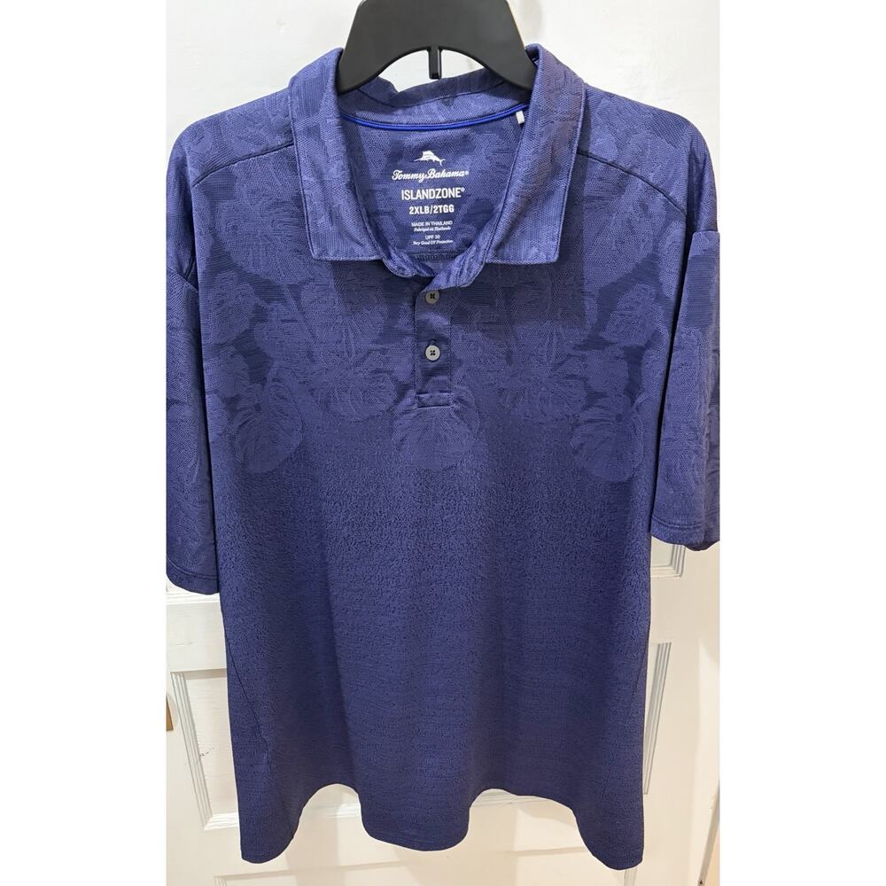 Tommy Bahama Island Zone Dark Blue Floral Polo Shirt XXL 2XLB $118